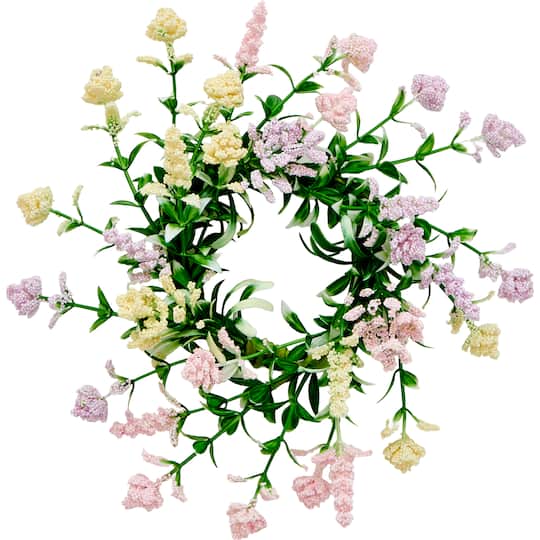 Michaels, 3.25" Artificial Floral Spring Pips & Leaves Pillar Candle Rings, 4ct. – Category: Spring Floral Arrangements